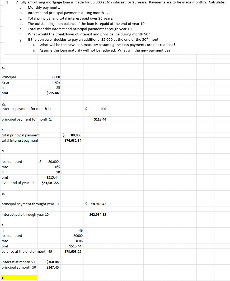 1) A fully amortizing mortgage loan is made for
