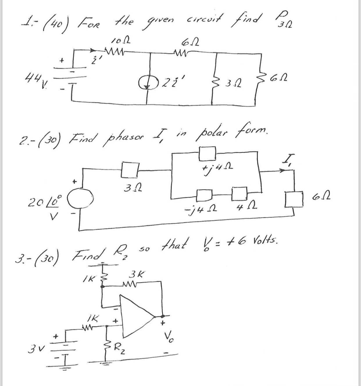 Solved 1.- (40) For the given circuit find P32 2-(30) Find | Chegg.com