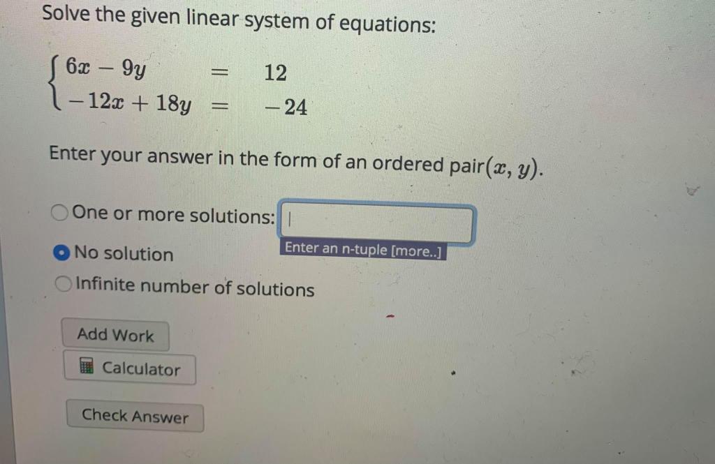 Solved Solve The Given Linear System Of Equations S 6x Oy