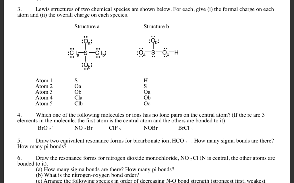 Solved 3 atom and (ii) the overall charge on each species. | Chegg.com