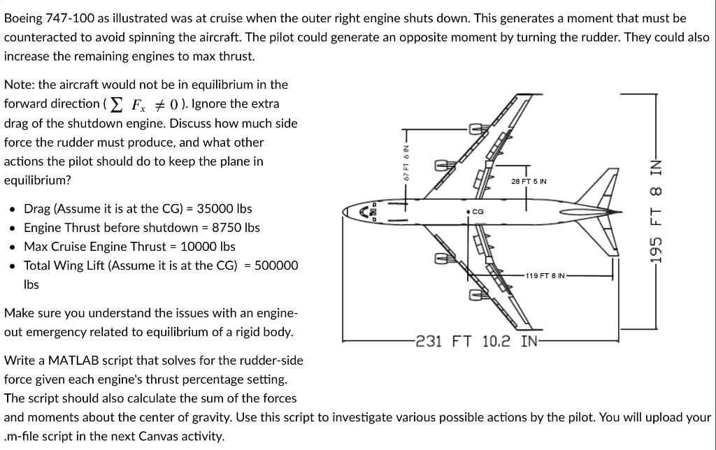 Solved Boeing 747-100 as illustrated was at cruise when the | Chegg.com