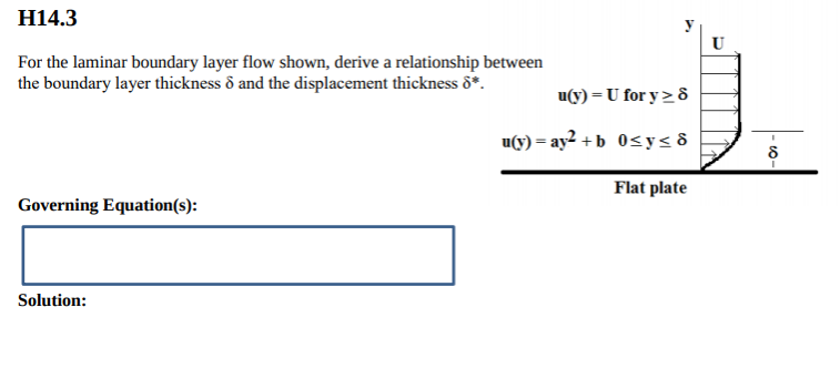 Solved H14.3 For the laminar boundary layer flow shown, | Chegg.com