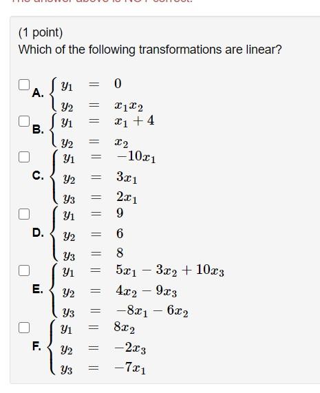 Solved (1 point) Which of the following transformations are | Chegg.com