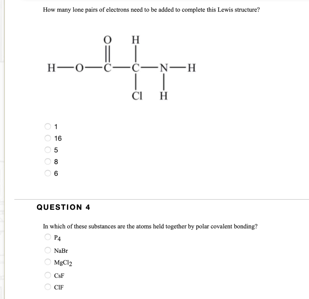 Solved How many lone pairs of electrons need to be added to | Chegg.com