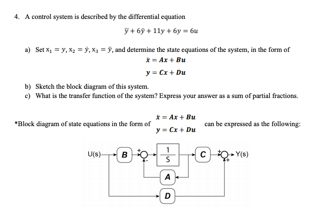 Solved 4 A Control System Is Described By The Differenti Chegg Com
