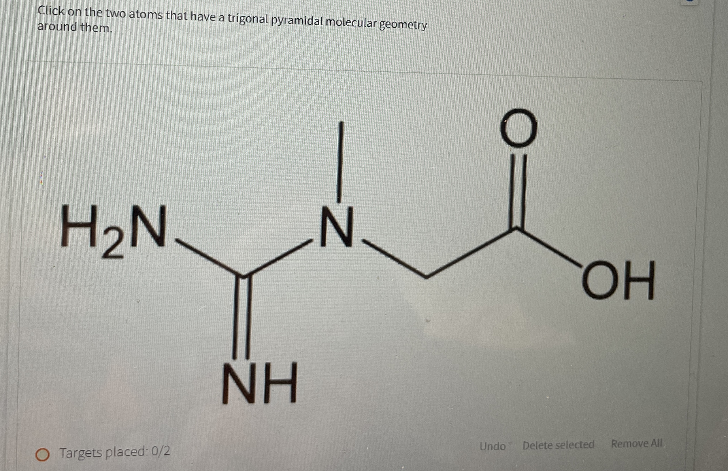 Click on the two atoms that have a trigonal pyramidal