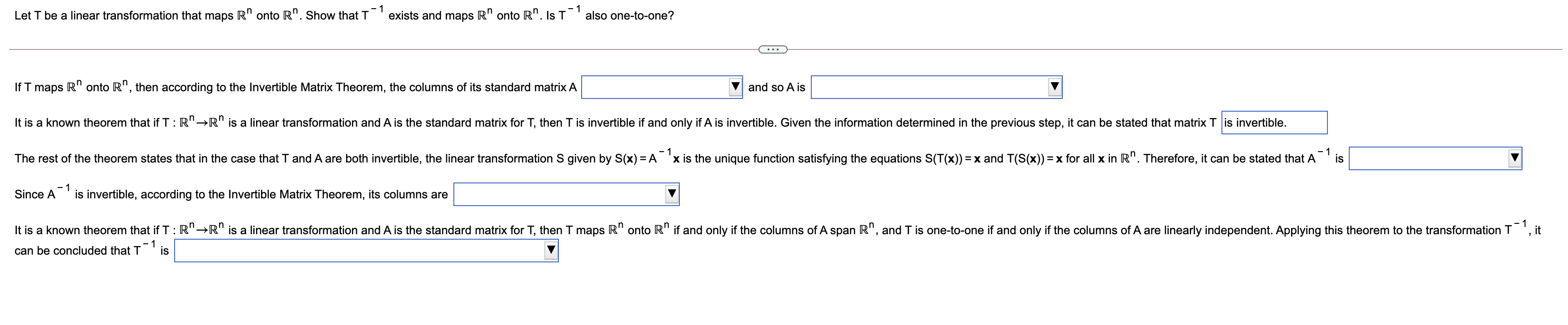Let T be a linear transformation that maps ℝn onto | Chegg.com