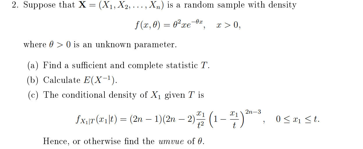 Solved Part c) please. The sufficient statistic is Σ Xi and | Chegg.com