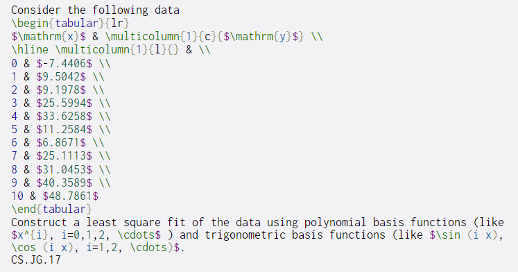 Solved Consider the following data \begin{tabular}{lr | Chegg.com