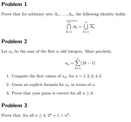 Problem 1 Prove That For Arbitrary Sets A1 An Chegg Com
