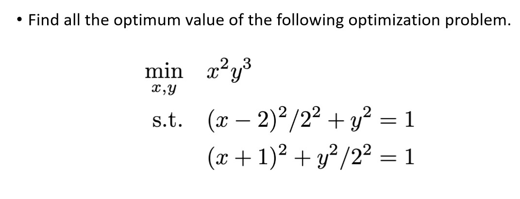 Solved . Find all the optimum value of the following | Chegg.com