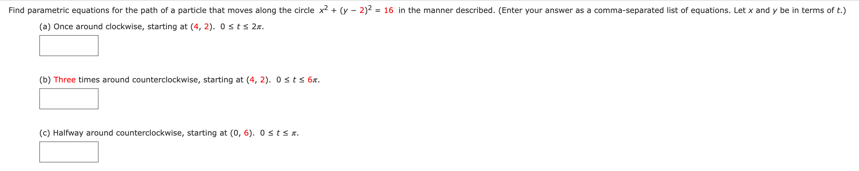 Solved Find parametric equations for the path of a particle | Chegg.com