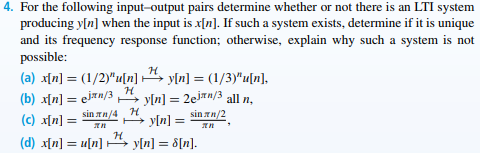 Solved 4. For the following input-output pairs determine | Chegg.com