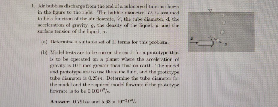 Solved 1. Air bubbles discharge from the end of a submerged | Chegg.com