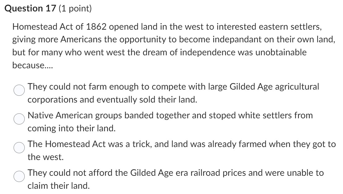 the 1862 homestead act gave land to settlers in