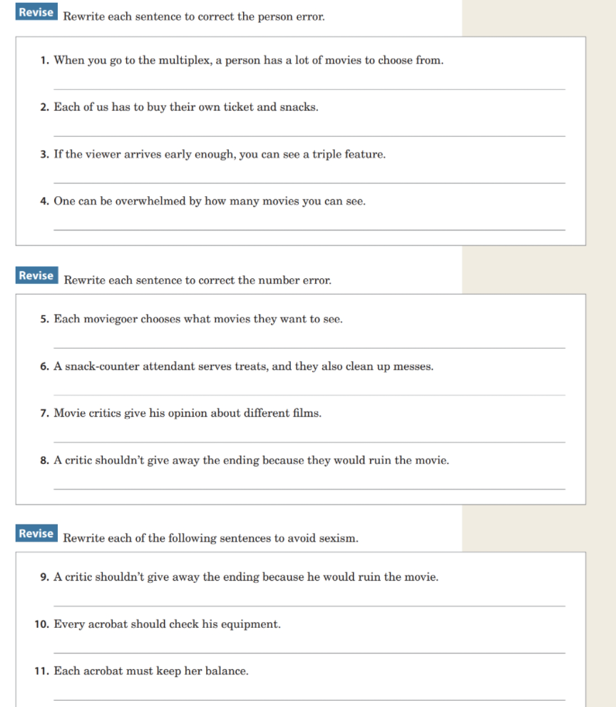 complete questions 1,7,10,11 sentences should be | Chegg.com
