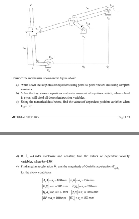 Solved 43 65 01 Consider the mechanism shown in the figure | Chegg.com