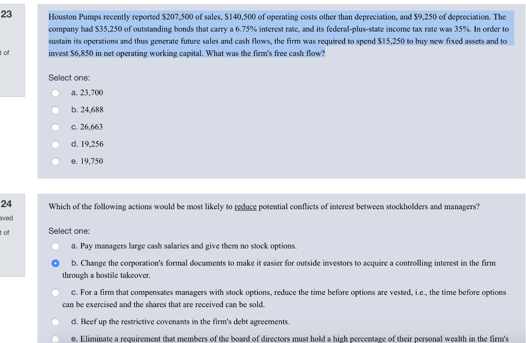 Solved 23 Houston Pumps recently reported 207,500 of sales,