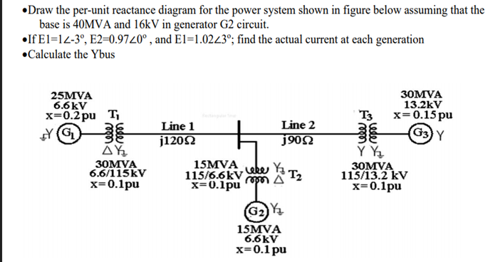 Power System Analysis Per Unit Reactance Diagram Solved The