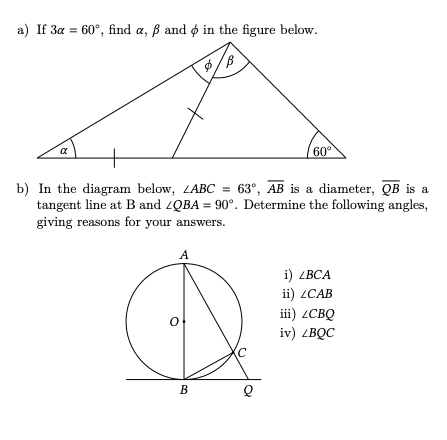 Solved a) If 3a = 60°, find a, ß and in the figure below. - | Chegg.com