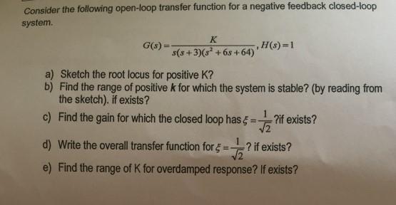 Solved Consider the following open-loop transfer function | Chegg.com