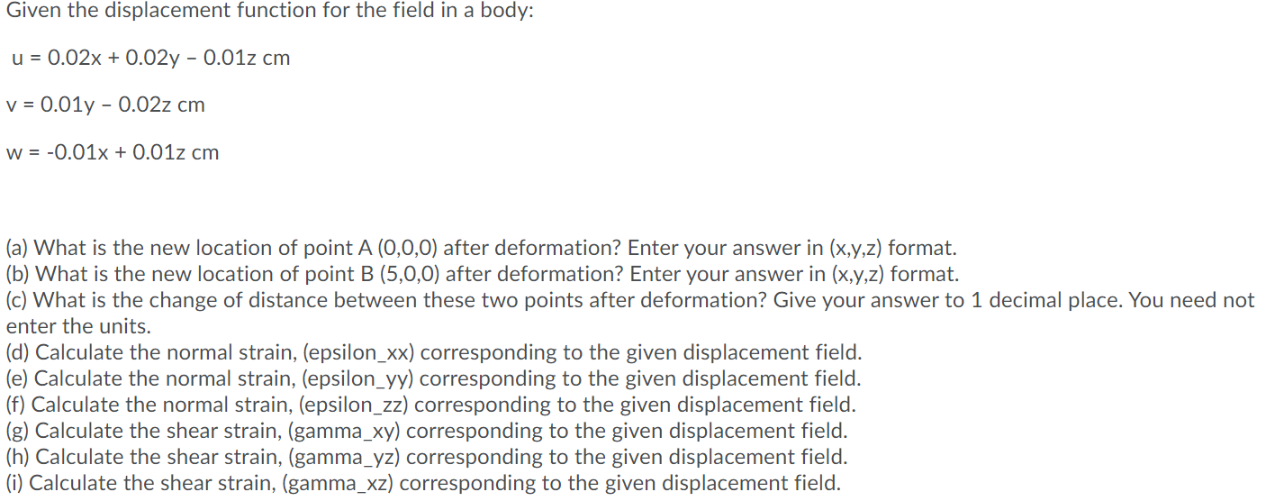Solved Given the displacement function for the field in a | Chegg.com