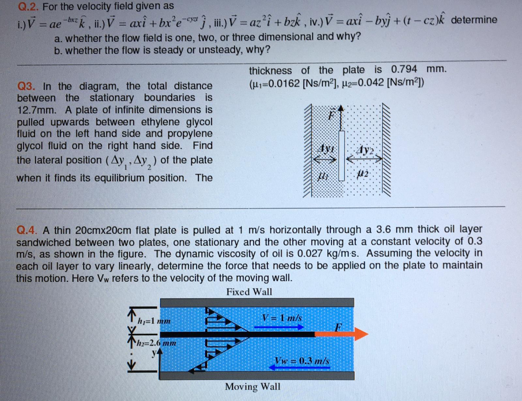 Solved Q 2 For The Velocity Field Given As 1 V Ae Bu Chegg Com