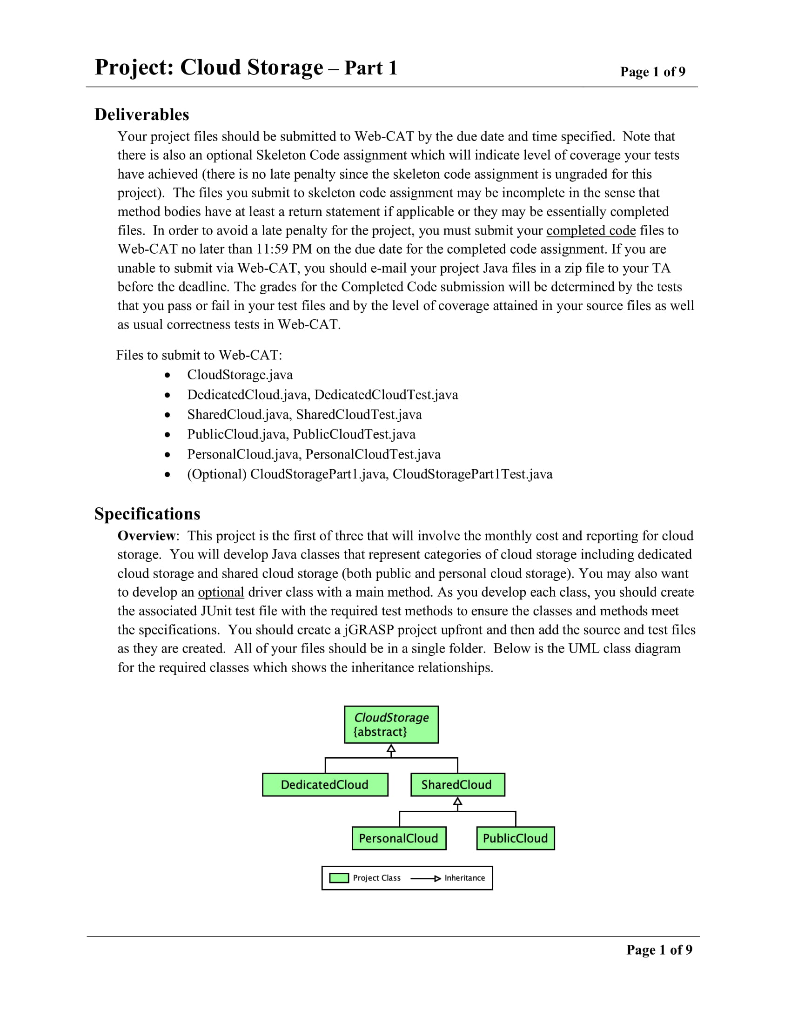 Project: Cloud Storage - Part 1 Page 1 of 9 | Chegg.com