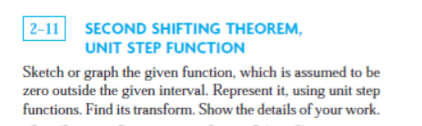 Solved 2-11 SECOND SHIFTING THEOREM, UNIT STEP FUNCTION | Chegg.com