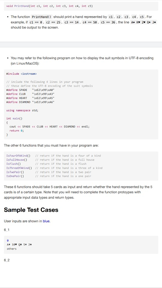 Solved Write a C++ program to generate a random hand of FIVE | Chegg.com