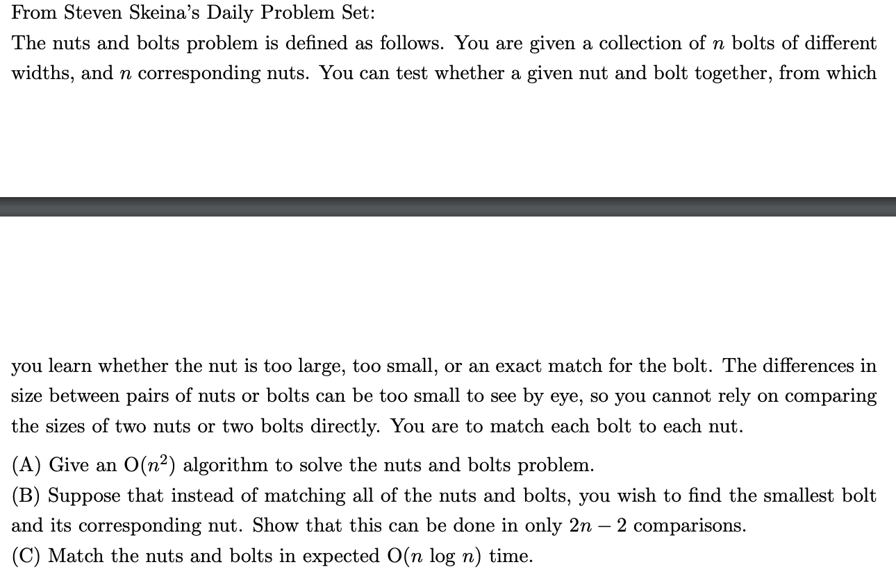 Solved From Steven Skeina's Daily Problem Set The nuts and