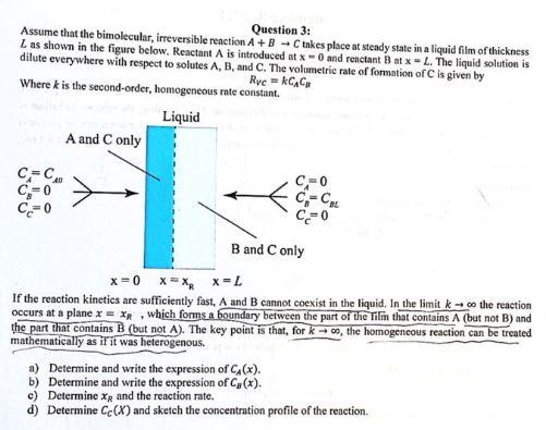 Solved Assume That The Bimolecular, Irreversible Reaction A | Chegg.com