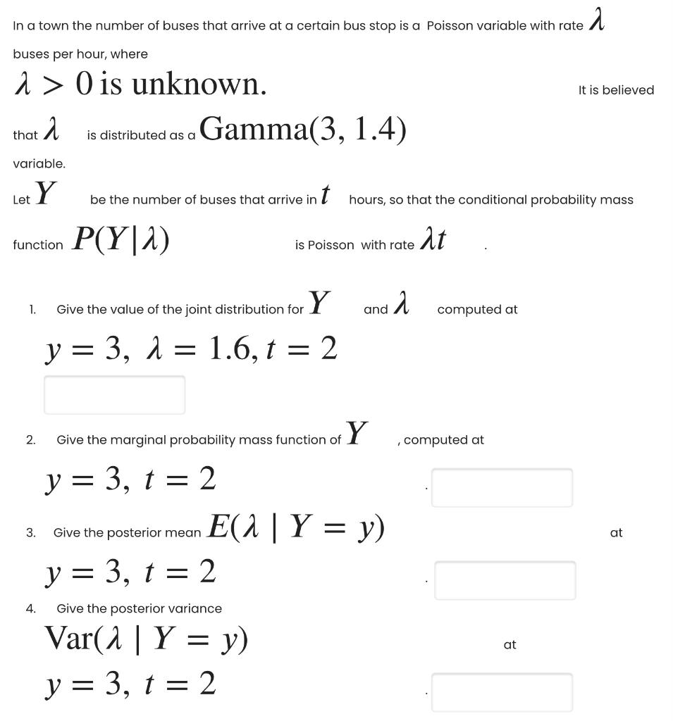 Solved In a town the number of buses that arrive at a | Chegg.com
