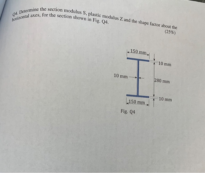 Answered: Q4. Determine the section modulus S, plastic modu