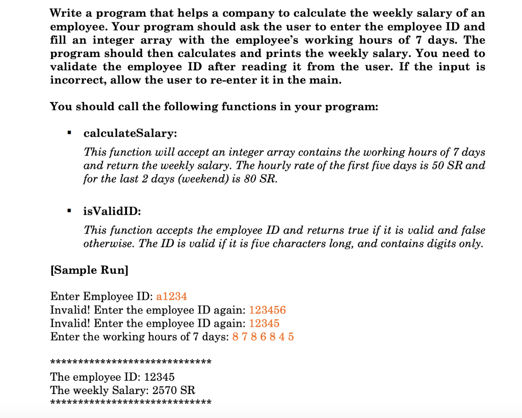 Solved Write a program that helps a company to calculate the | Chegg.com