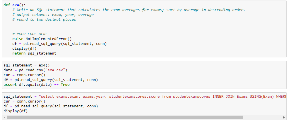 Solved you are solving the queries for ex1(): and ex4(): the | Chegg.com