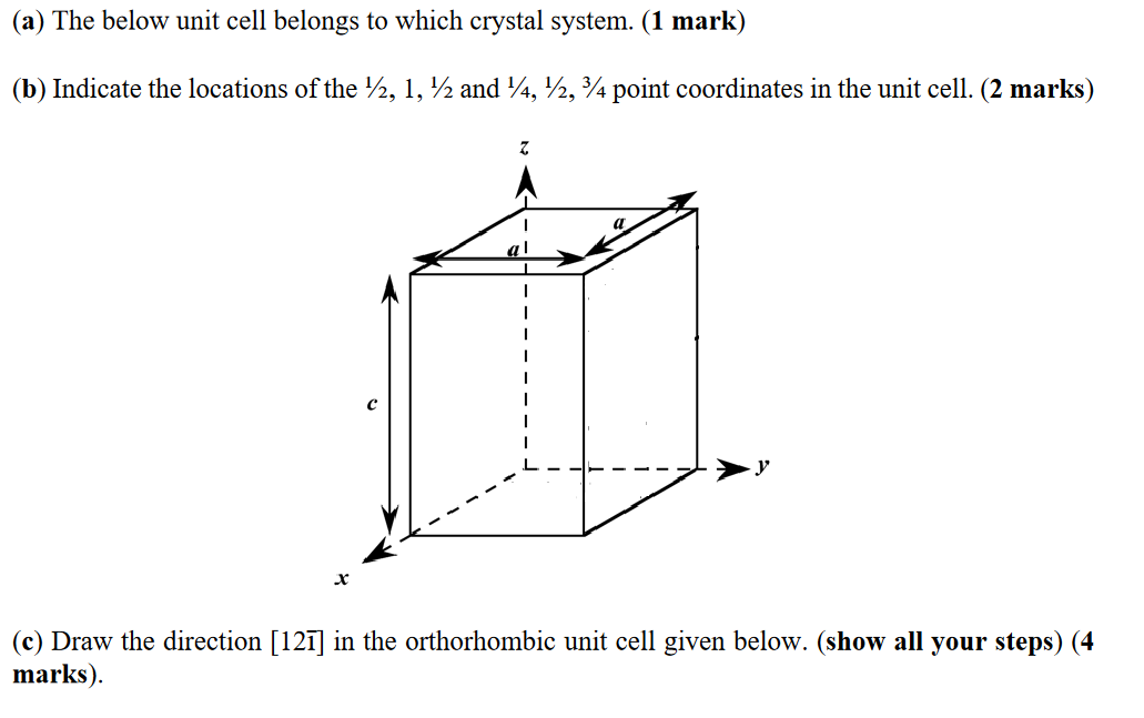 Solved (a) The below unit cell belongs to which crystal | Chegg.com