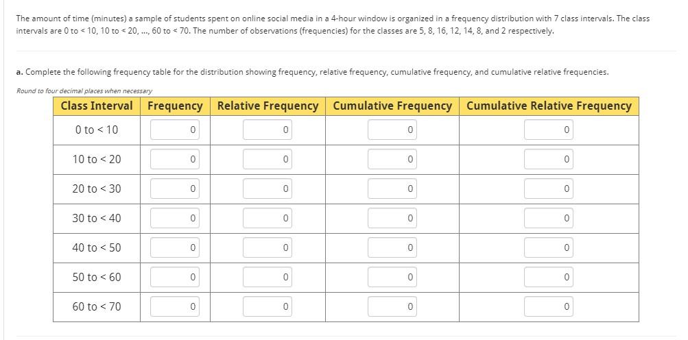 Solved The amount of time (minutes) a sample of students | Chegg.com
