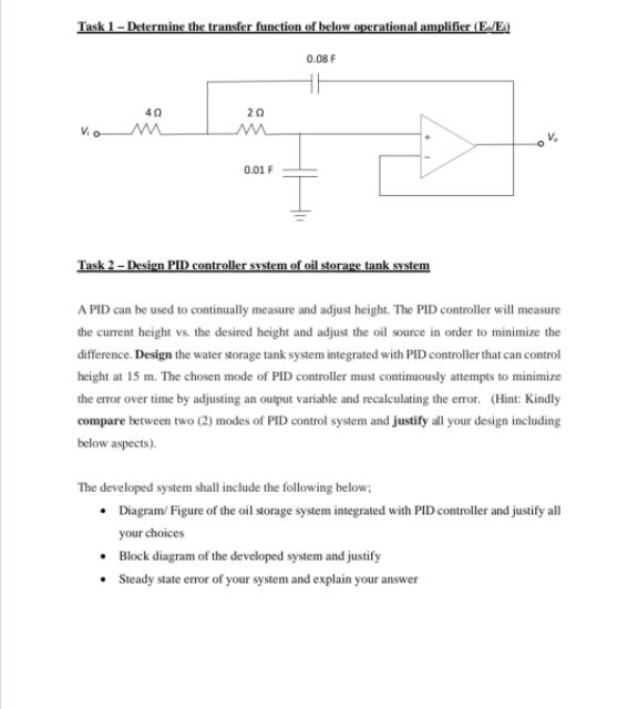 Task 1 - Determine the transfer function of below | Chegg.com