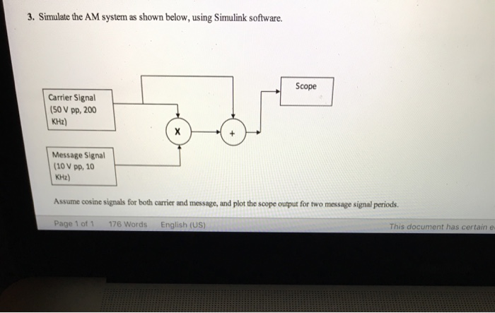 Solved 3. Simulate the AM system as shown below, using | Chegg.com