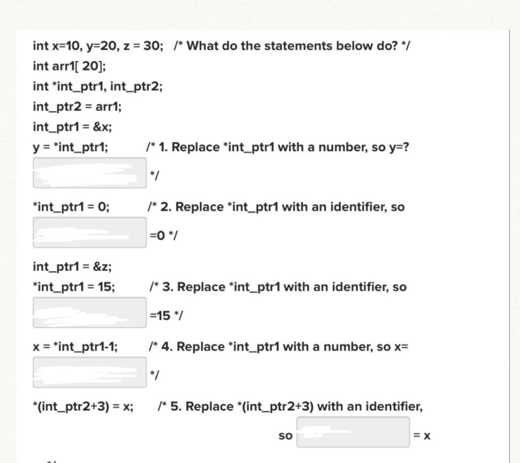 Solved = int x=10, y=20, z = 30; /* What do the statements | Chegg.com