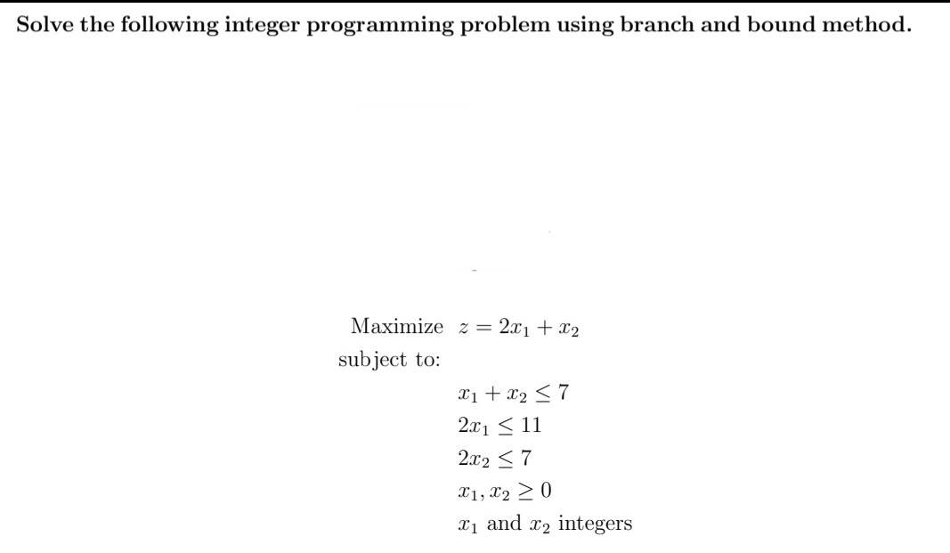 Solved Solve The Following Integer Programming Problem Using | Chegg.com