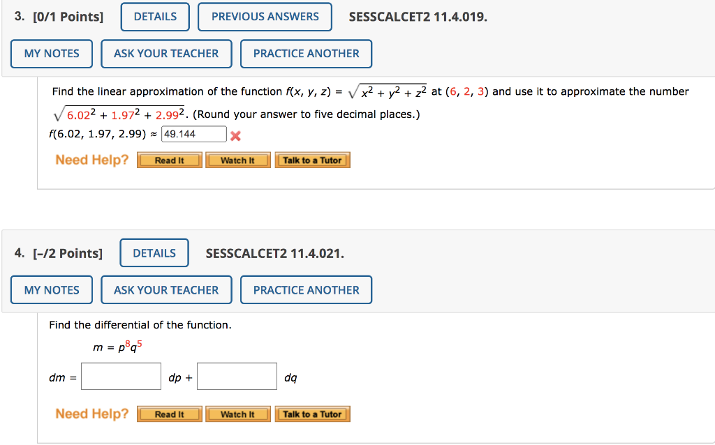 Solved 3. [0/1 Points] DETAILS PREVIOUS ANSWERS SESSCALCET2 | Chegg.com