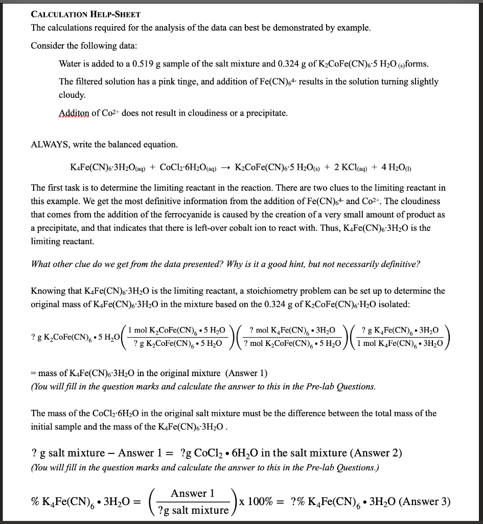 Solved What mass of cobalt(II) chloride hexahydrate was used | Chegg.com