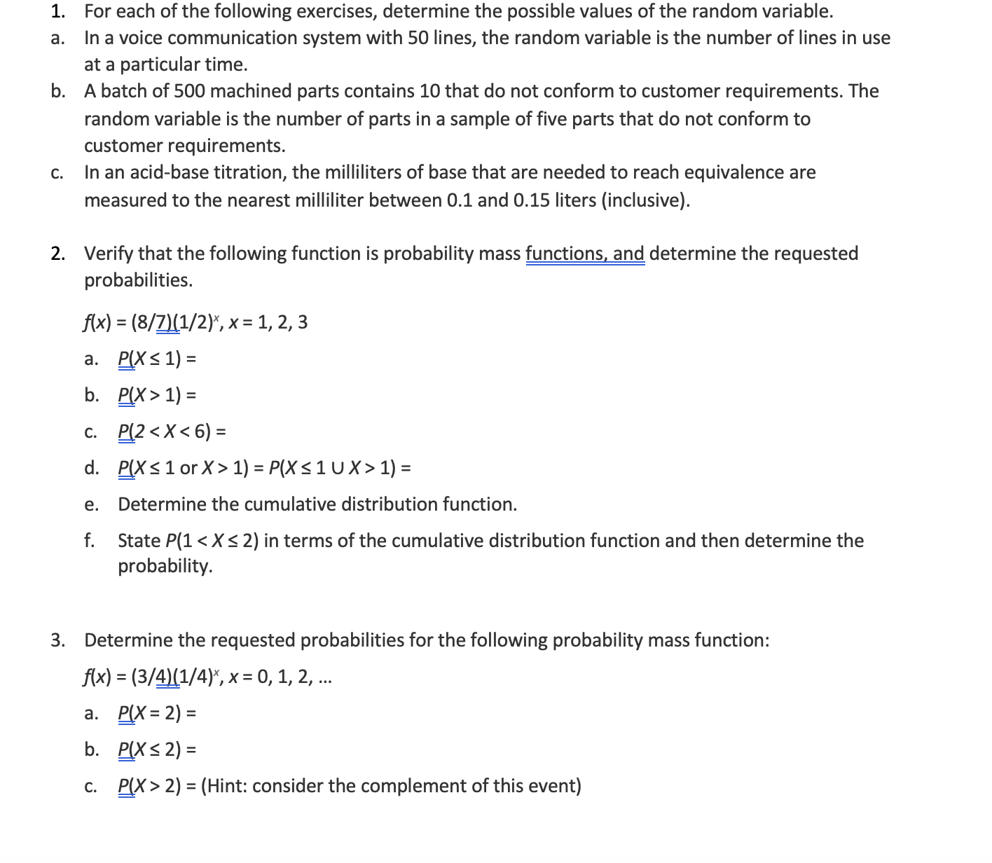 1. For Each Of The Following Exercises, Determine The | Chegg.com