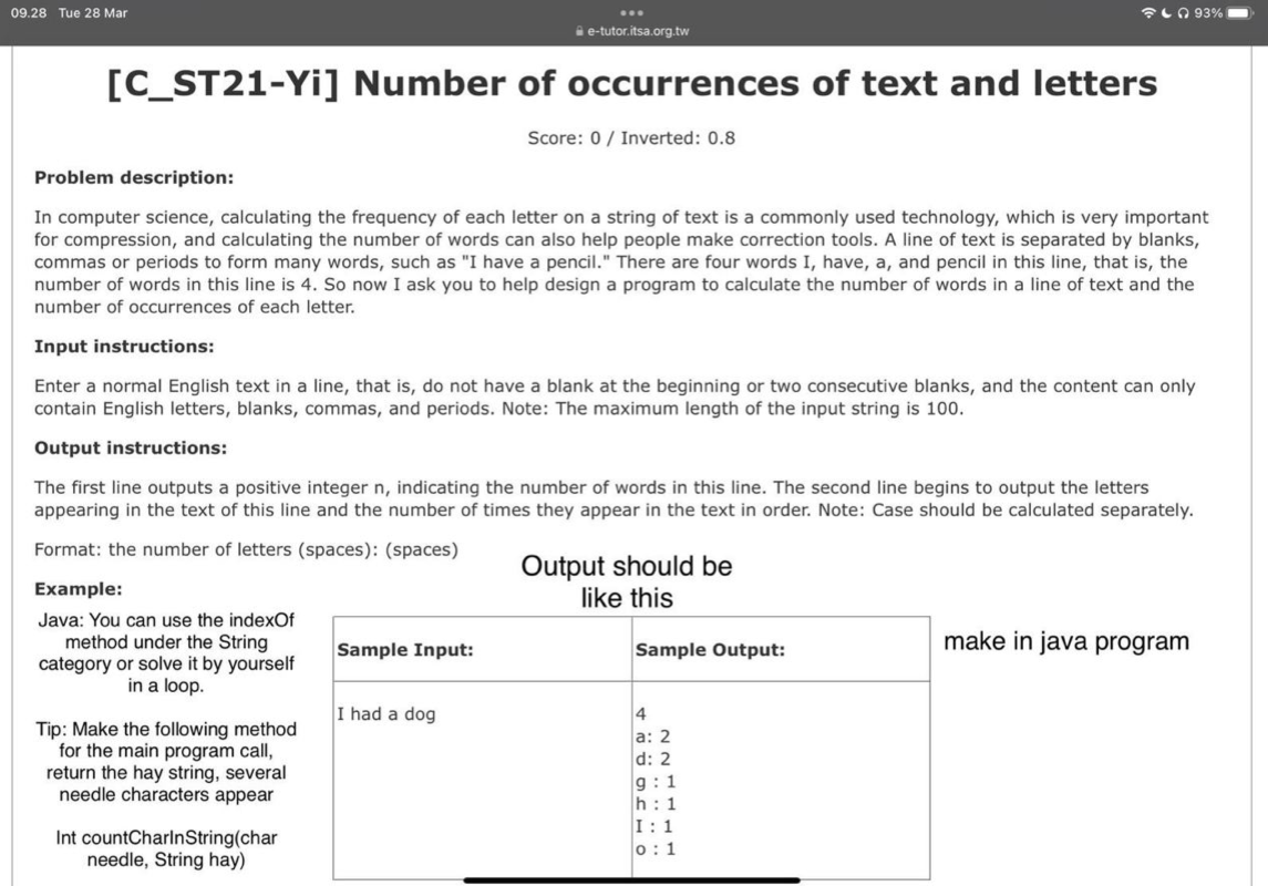 solved-c-st21-yi-number-of-occurrences-of-text-and-letters-chegg