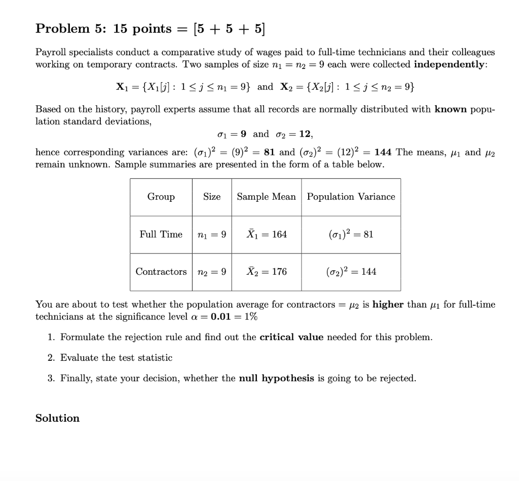 Solved Problem 5: 15 points = [5 + 5 + 5] Payroll | Chegg.com