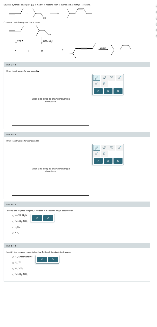 Solved Part 1 of 4Draw the structure for compound A.Part | Chegg.com