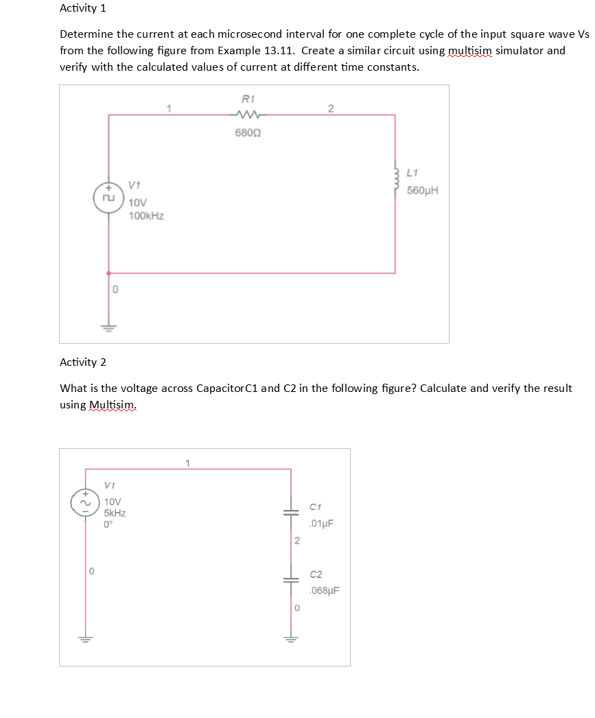 Solved Activity 1 Determine the current at each microsecond | Chegg.com