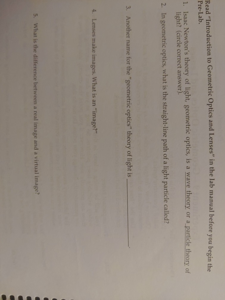 Solved Read "Introduction to Geometric Optics and Lenses" in | Chegg.com